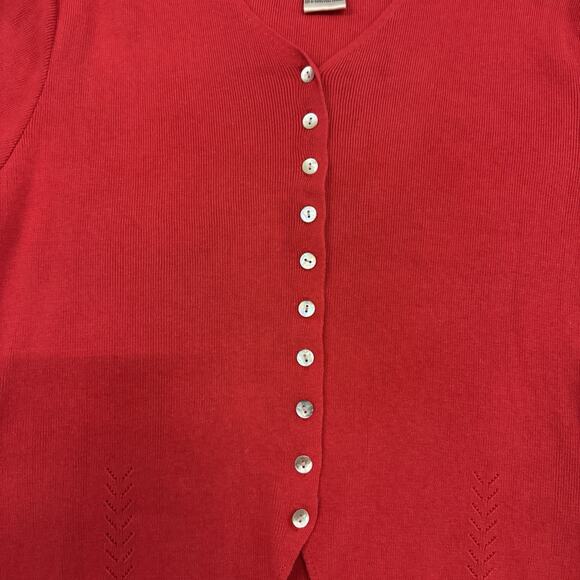 Vintage XL Cardigan Sweater Short Sleeve Red Button Up Valentines Romantic - Picture 3 of 7